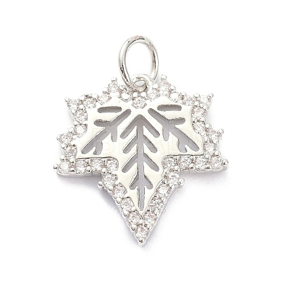 Brass Micro Pave Clear Cubic Zirconia Pendants ZIRC-L091-087P-1