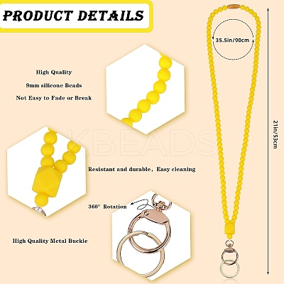 Silicone Beaded ID Card Neck Straps NJEW-SW00025-04-1