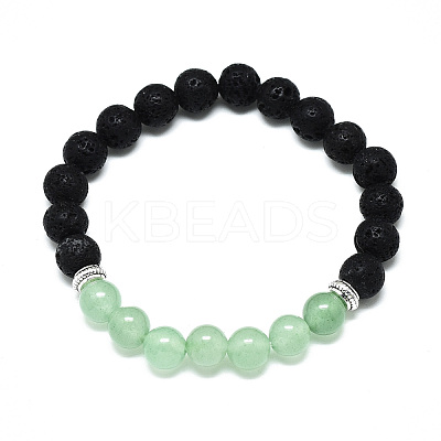 Natural Green Aventurine Beads Stretch Bracelets BJEW-R309-02-A14-1