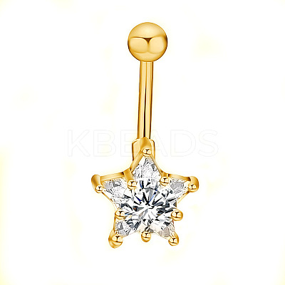Clear Cubic Zirconia Belly Button Rings WG9960A-16-1