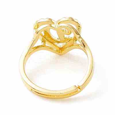 Real 18K Gold Plated Brass Alphabet Adjustable Rings RJEW-M139-18D-1