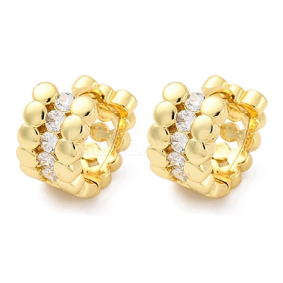 Brass Micro Pave Clear Cubic Zirconia Hoop Earrings EJEW-H158-14G-1