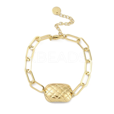 304 Stainless Steel Paperclip Chain Rectangle Link Bracelets for Women BJEW-C071-02G-1