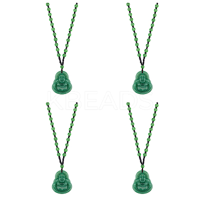 4Pcs Resin Imitation Gemstone Maitreya Buddha Pendant Necklace NJEW-FI0001-62A-1