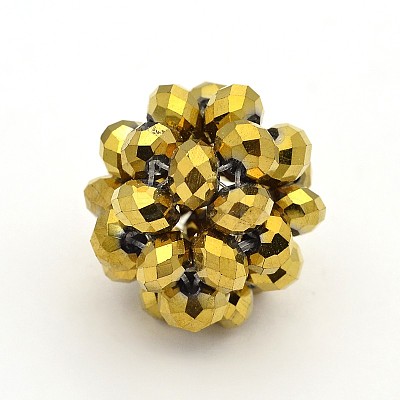 Electroplate Glass Round Woven Beads GLAA-A034-4mm-C-1