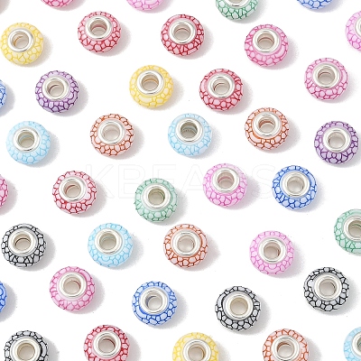50Pcs 10 Colors Opaque Resin European Beads RESI-FS0002-19-1