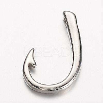 Tarnish Resistant 304 Stainless Steel Hook Clasps STAS-D166-90P-1