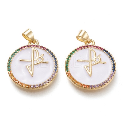 Brass Micro Pave Cubic Zirconia Pendants ZIRC-F116-01A-G-1