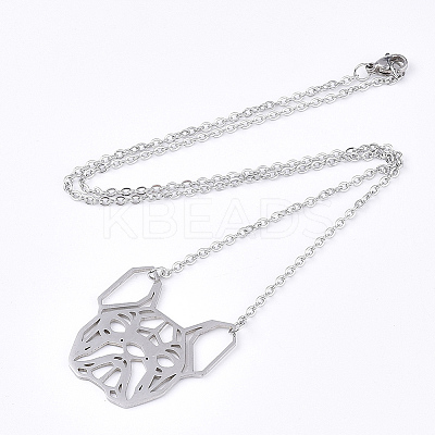 Non-Tarnish 201 Stainless Steel Puppy Pendant Necklaces LS-NJEW-T009-JN041-1-40-1