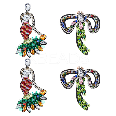4Pcs 2 Style Glass & Rhinestone Garment Accessores DIY-HY0001-18-1