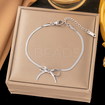304 Stainless Steel Herringbone Chains Bracelets BJEW-C084-01P-1