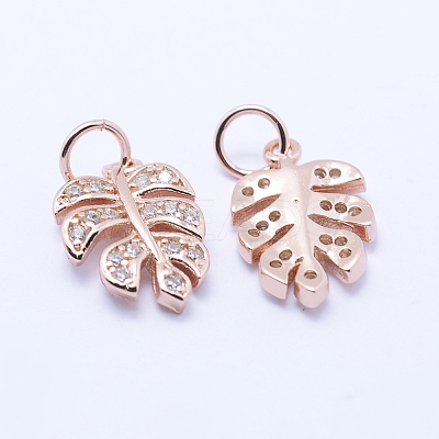 Brass Micro Pave Cubic Zirconia Charms KK-P133-04RG-NR-1