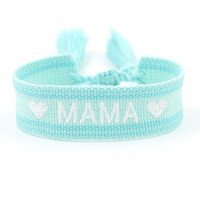 Mother's Day Adjustable Polyester Embroidery Braided Cord Bracelets FS-WGFCFA1-02-1