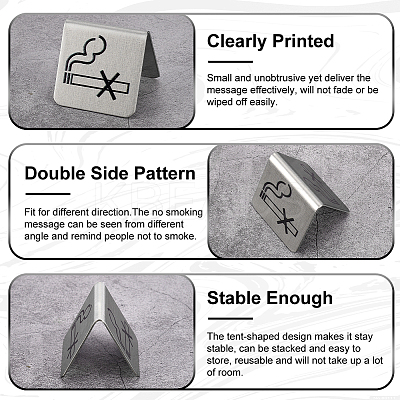 201 Stainless Steel Hotel Resturant Table No-Smoking Tent Sign AJEW-WH0258-965-1
