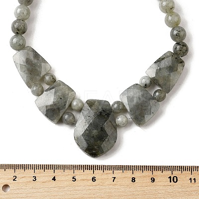 Natural Labradorite Faceted Bib Graduated Beaded Necklaces for Women NJEW-B128-01P-1