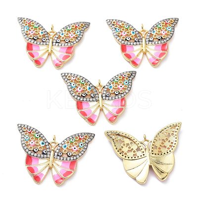 Real 18K Gold Plated Brass Micro Pave Cubic Zirconia Pendants KK-D004-11G-1