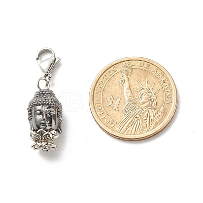 Brass Buddha Head Pendants HJEW-JM00576-1