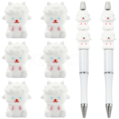 6Pcs Sheep Food Grade Silicone Focal Beads SIL-YW0002-12-1