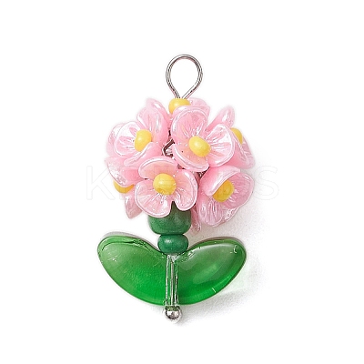 Glass Seed Beaded Flower Pendants X1-PALLOY-MZ00521-05-1