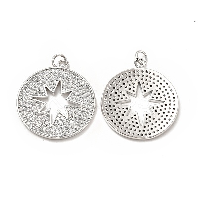 Brass Micro Pave Cubic Zirconia Pendants KK-E068-VB430-1