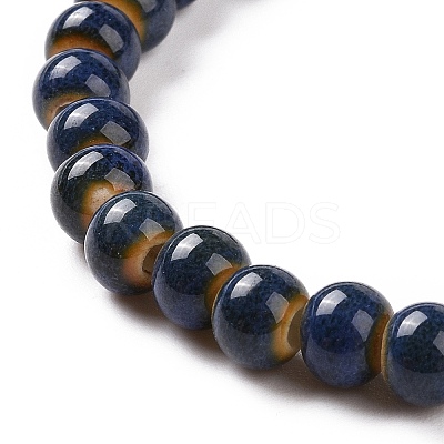 Handmade Fancy Antique Glazed Porcelain Ceramic Round Beads Strands PORC-L019-6mm-07-1