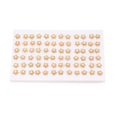 Flower Brass Natural Pearl Stud Earrings PEAR-N017-07F-1