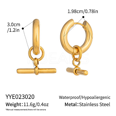 304 Stainless Steel T Bar Hoop Earrings for Women KZ0220-1-1