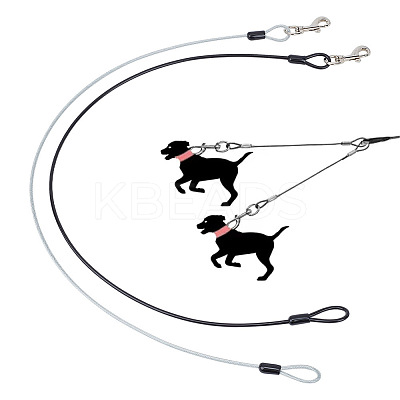 2Pcs 2 Colors Steel Wire Chew-Proof Dog Leash Extension AJEW-GO0001-39-1