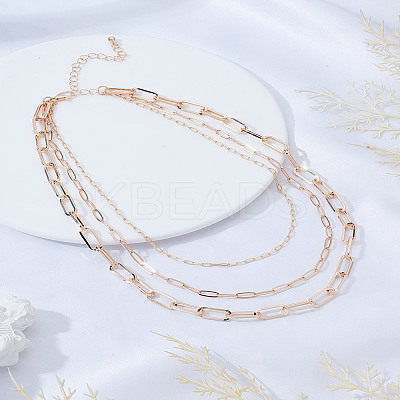 1Pc Alloy Paperclip Chain Double Layer Necklaces for Women NJEW-LP0006-02G-1