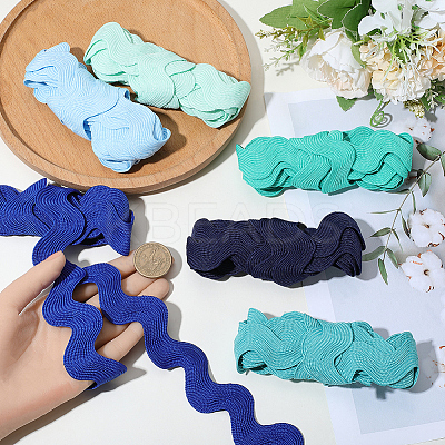 12 Yards 6 Colors Polyester Wavy Fringe Trim Ribbon OCOR-GF0005-56-1