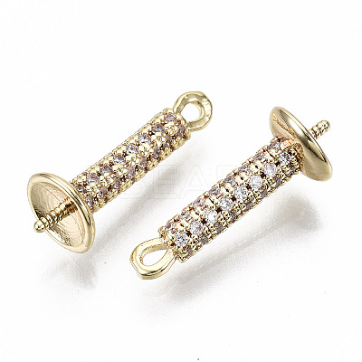 Brass Micro Pave Clear Cubic Zirconia Peg Bails Pendants KK-N231-164-NF-1