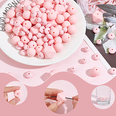 160Pcs 4 Style Food Grade Eco-Friendly Silicone Focal Beads SIL-SC0001-37-1
