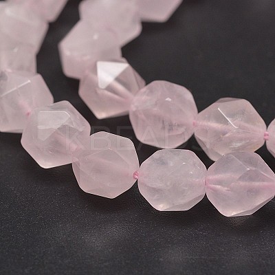 Faceted Natural Rose Quartz Gemstone Bead Strands X-G-J331-02-8mm-1