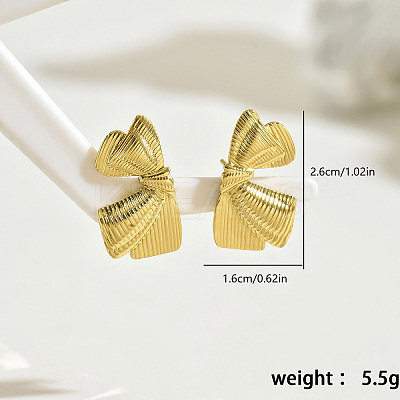 Vintage Striped 201 Stainless Steel Butterfly Stud Earrings for Women DN9963-1