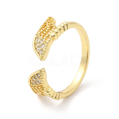 Clear Cubic Zirconia Wings Open Cuff Rings RJEW-L106-011G-1