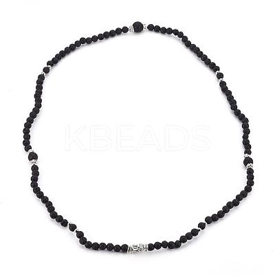 Natural Lava Rock Beaded Wrap Bracelets BJEW-JB02582-1