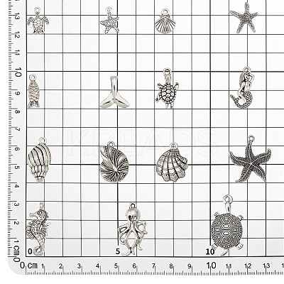 90Pcs 15 Styles Tibetan Style Alloy  Pendants TIBE-PH0002-16-1
