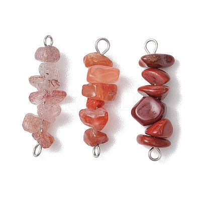 30Pcs 30 Styles 304 Mixed Gemstone Chip Beaded Connector Charms PALLOY-JF02873-02-1