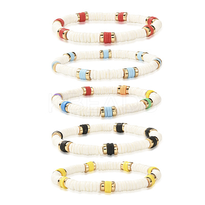Disc Beads Stretch Bracelet for Teen Girl Women BJEW-JB06985-1