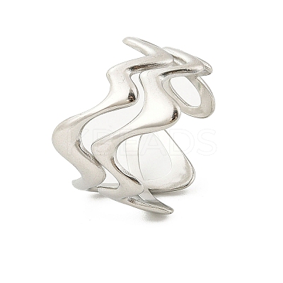 Wave 304 Stainless Steel Open Cuff Rings for Women LS-RJEW-G338-18P-1