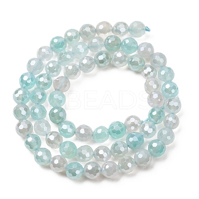 Electroplated Natural Agate Beads Strands G-B191-A07-6mm-14-1