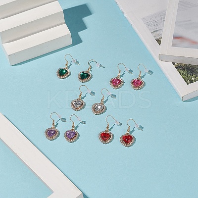 Alloy Rhinestone Heart Dangle Earrings EJEW-JE05149-1