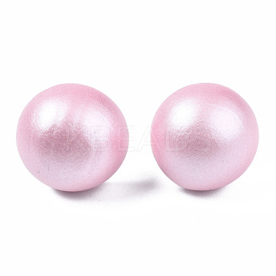 Painted Half Round Schima Wood Earrings for Girl Women EJEW-T017-02F-1