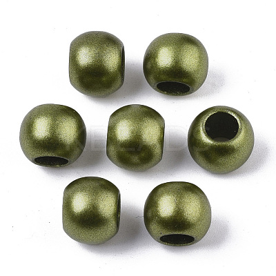 Spray Painted Acrylic European Beads ACRP-WH0002-01B-1