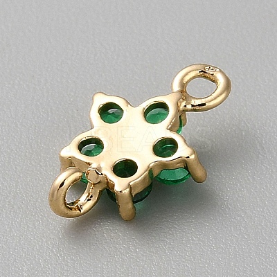 Light Gold Plated Brass Pave Glass Connector Charms KK-CJC0001-38KCG-01-1