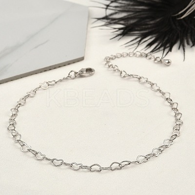 Brass Heart Link Bracelets for Women BJEW-G735-07P-1