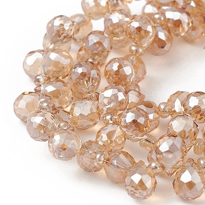 Transparent Electroplate Glass Beads Strands EGLA-F152A-PL02-1