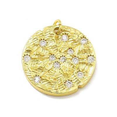 Rack Plating Brass Micro Pave Cubic Zirconia Pendants KK-D359-27G-1