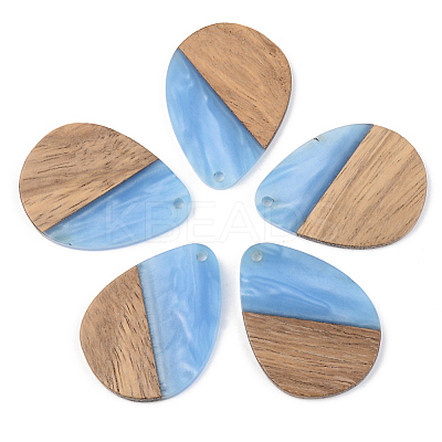 Opaque Resin & Walnut Wood Pendants X-RESI-S389-010A-C01-1