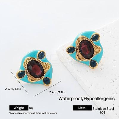 304 Stainless Steel Enamel Stud Earrings for Women FA1255-1-1